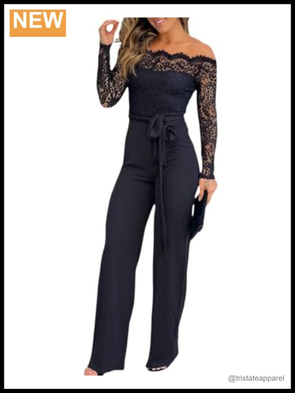 Off Shoulder Lace Jumpsuit Long Sleeve Dressy Party Overalls